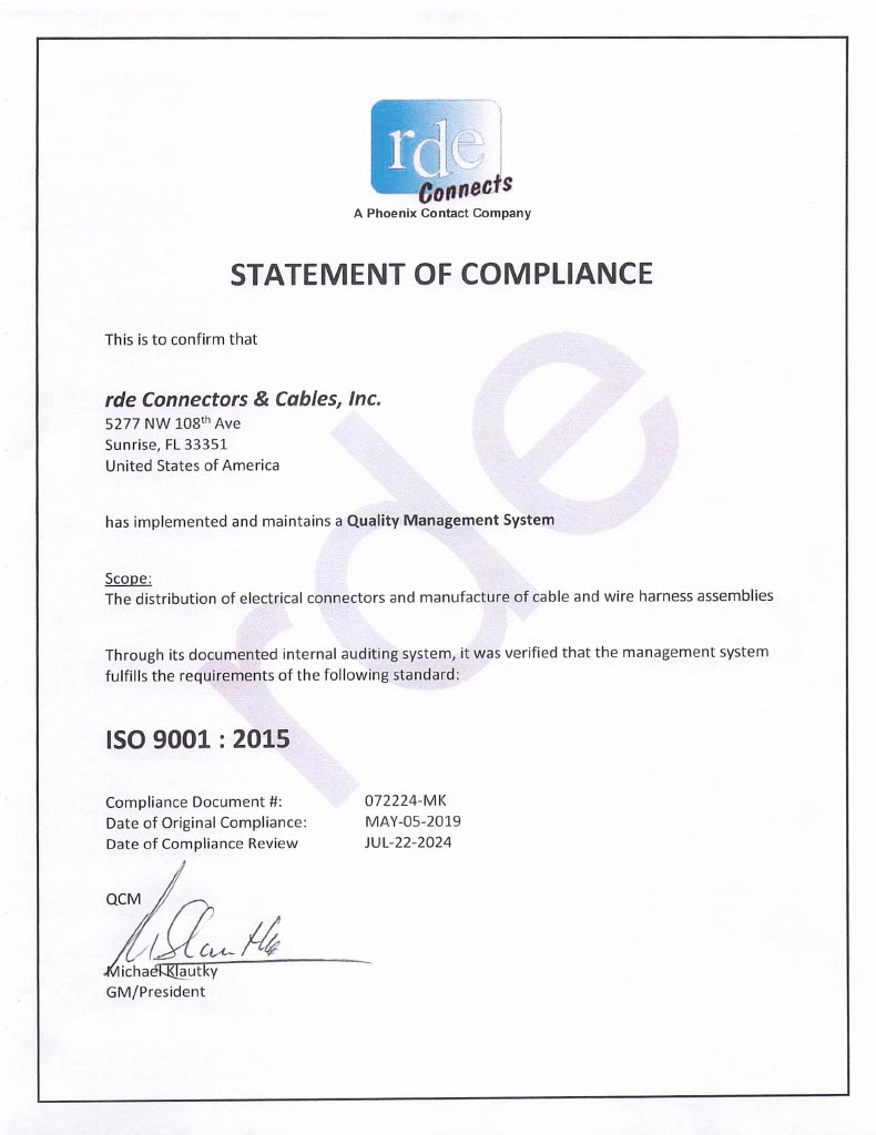 2015 rde ISO Compliant Certificate